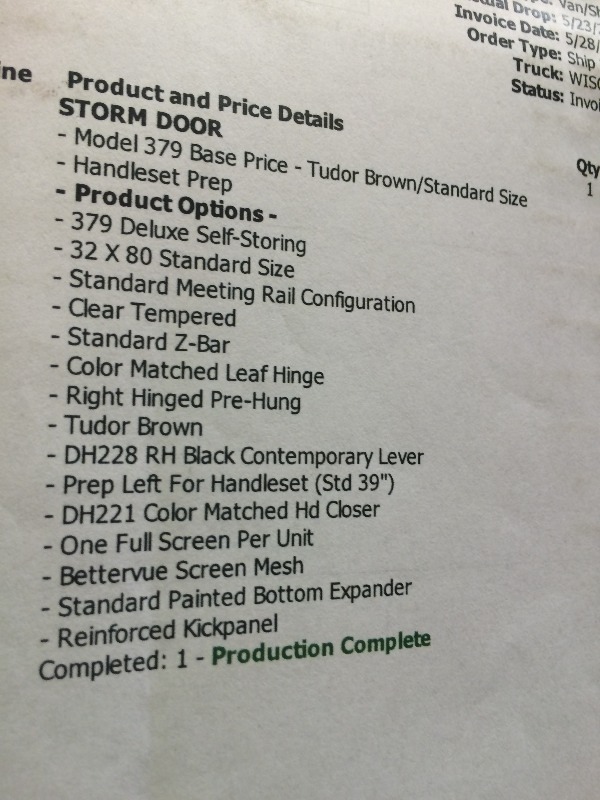 Provia Storm Door  32 x 80   NEW  view all pictures for more details