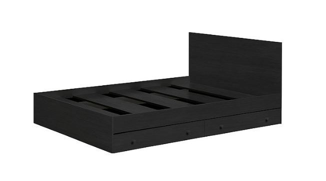 alcove Full Platform Bed with Storage Drawers - Black