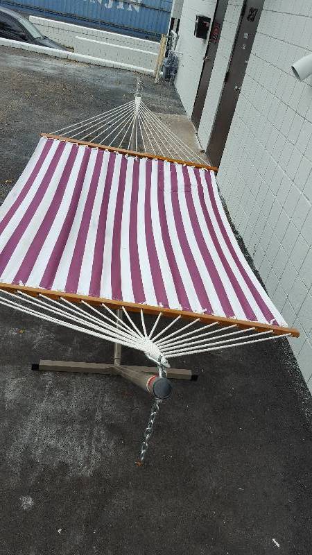 Striped Double Hammock with Stand
