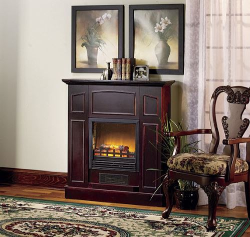 Franklin Electric Fireplace with Mantel & Insert - Dk cherry