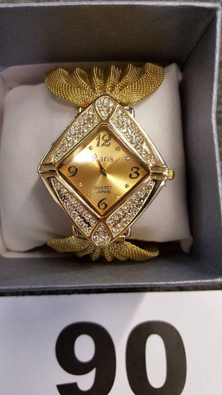Ladies Gold Mesh Band Watch