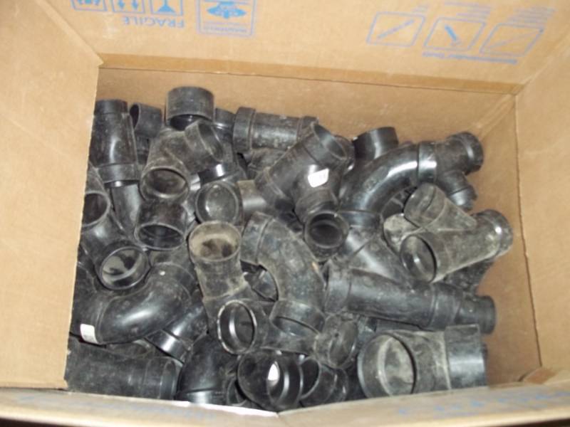 lot 24 image: New Large Box of Black PVC Plumbing Fittings