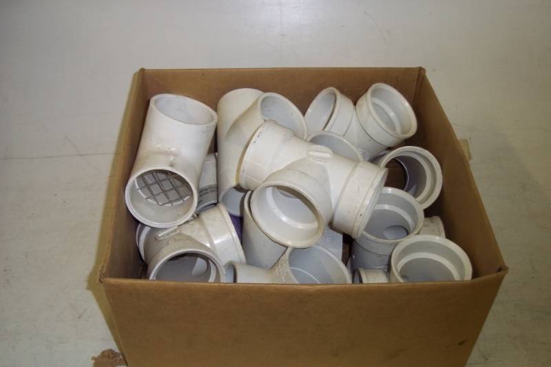 lot 53 image: New Box of White PVC Plumbing Fittings
