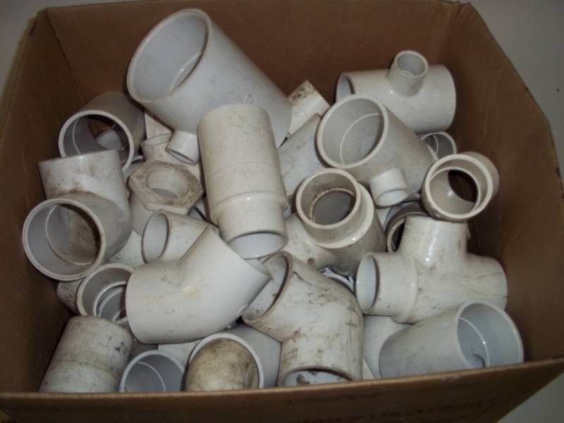 lot 54 image: New Box of White PVC Plumbing Fittings