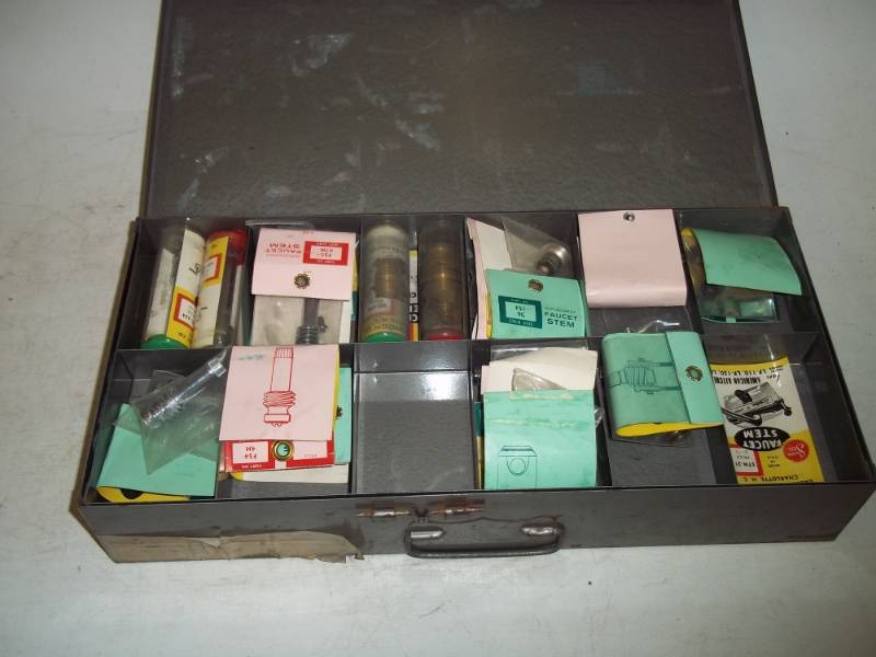 lot 55 image: Tool Box with Faucet Parts