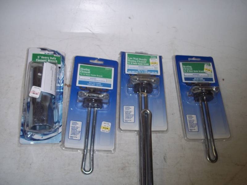 lot 60 image: 3 New Hot water heater elements and one tool