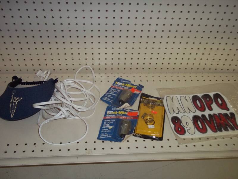 lot 179 image: Shower head, extension cord, letters, clamps