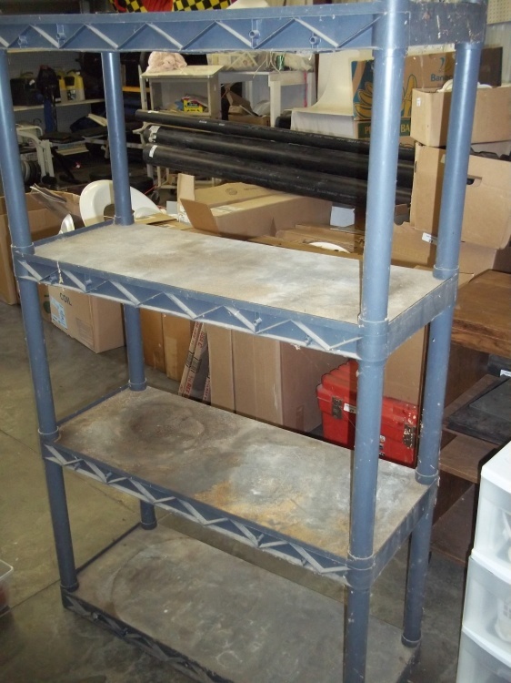 lot 243 image: Gray 4 shelf unit   34x56x44