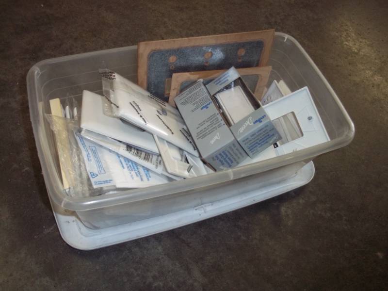 lot 249 image: Plastic Storage tote with supplies