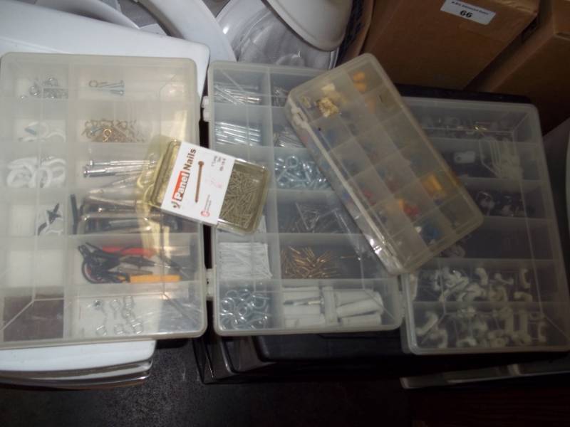 lot 260 image: Lot of 4 storage containers with supplies