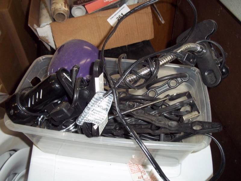 lot 269 image: Storage container with clamp on lights