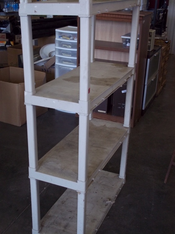 lot 281 image: Beige 4 shelf unit   34x56x44