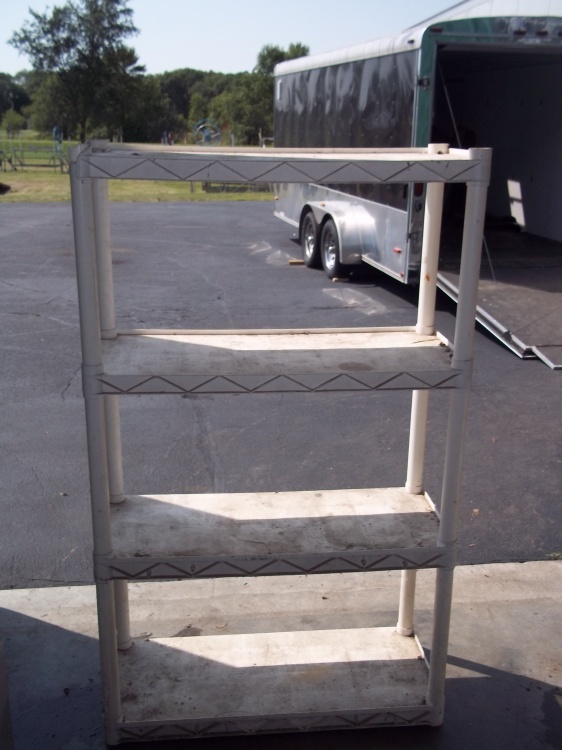 lot 299 image: White 4 shelf unit   34x56x44