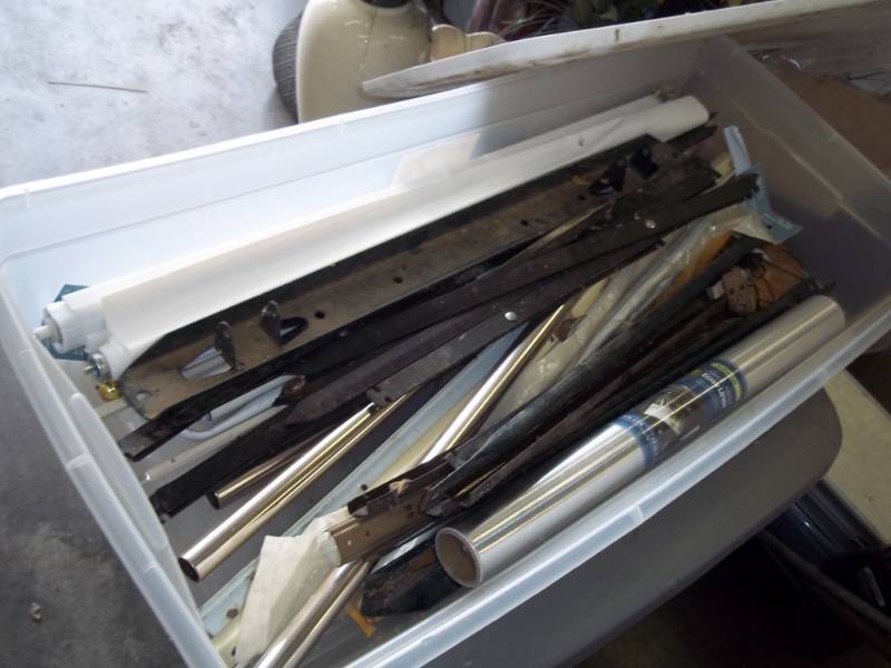 lot 337 image: Tote of window parts and hardware includes tote