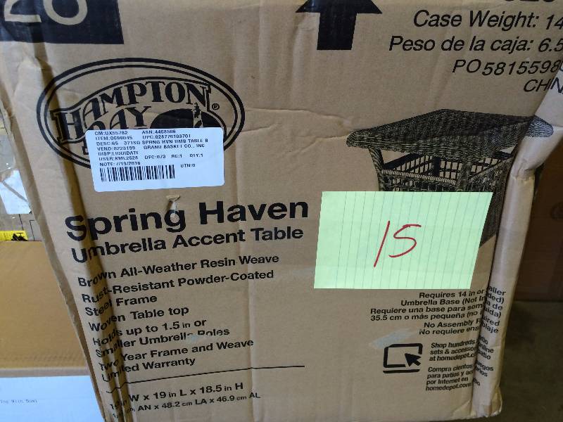 Spring Haven Umbrella Accent Table New