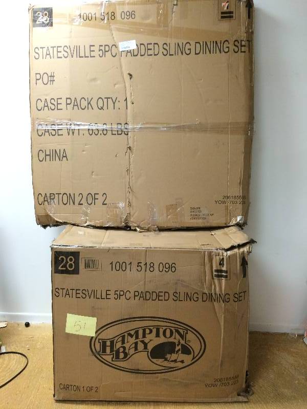 Hampton Bay Statesville 5-Piece Padded Sling Patio Dining Set