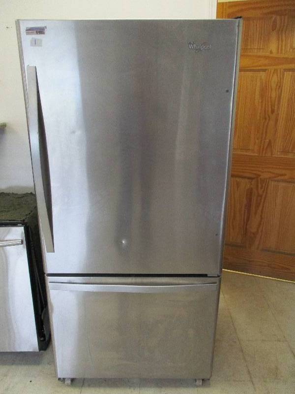 lot 1 image: Whirlpool bottom-freezer refrigerator