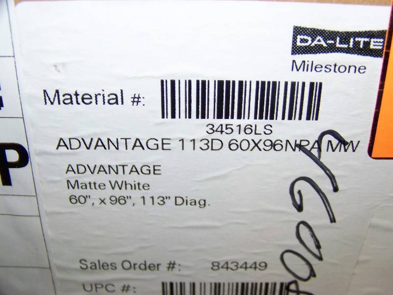 lot 30 image: Da-Lite, Advantage, 113 Diagonal, Powered (Electric), Movie  Projection Screen with Control Switch - BRAND NEW