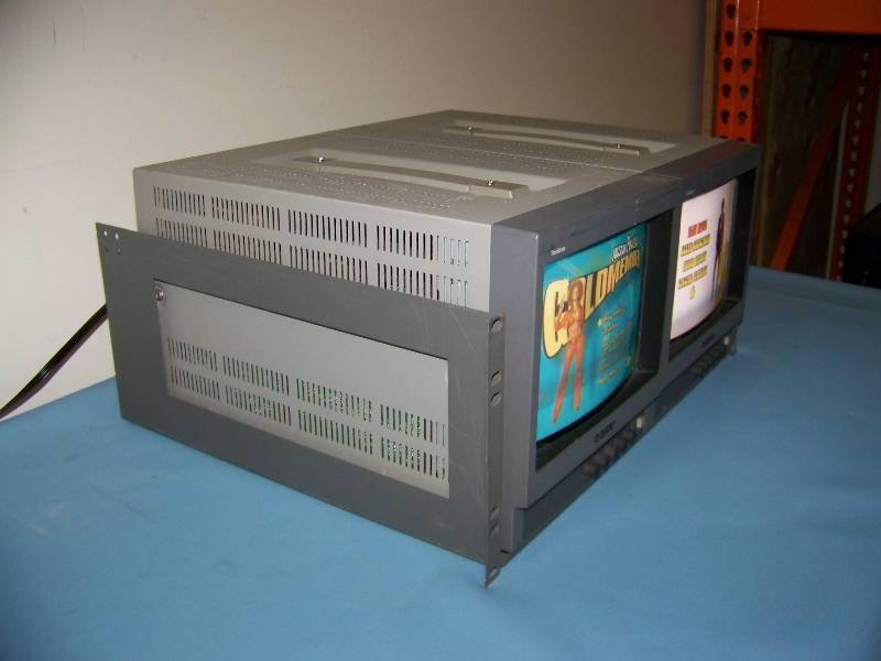 lot 61 image: (2) Sony, 8, Trinitron, Color Video Monitors in Rack Shelf