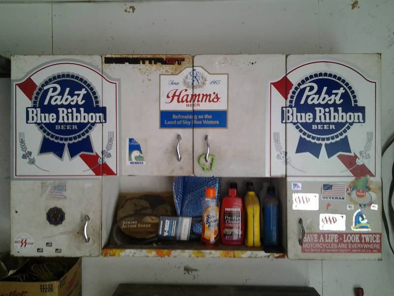 Vintage Metal Cabinet & Contents-Mostly Automotive