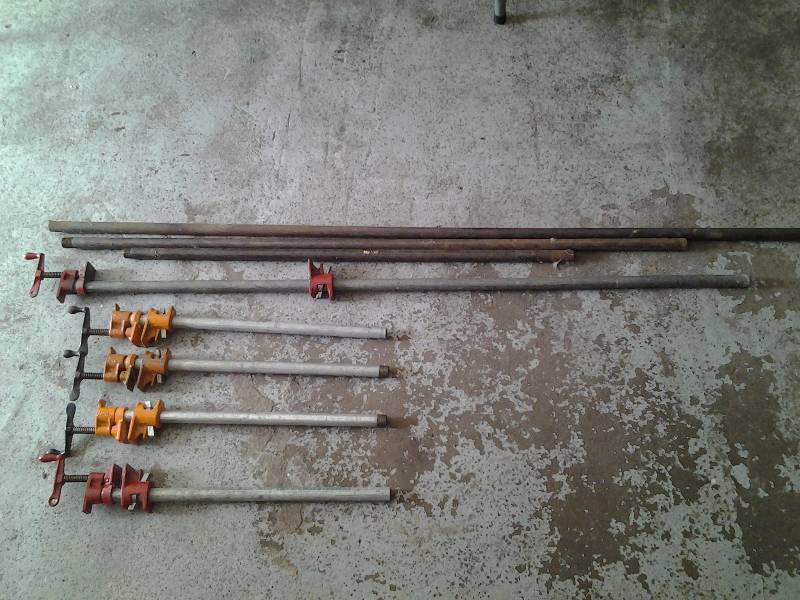 Pipe Clamps 2-2 foot, 1-4 foot, 2-5 Foot, 1-7 Foot