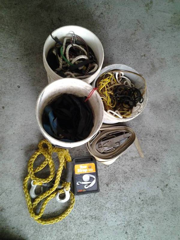 Bucket Of Straps, Bucket Of Ropes, Bucket Of Bungees