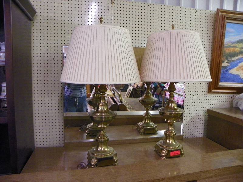 Pair of brass lamps, very heavy, well made, nice details