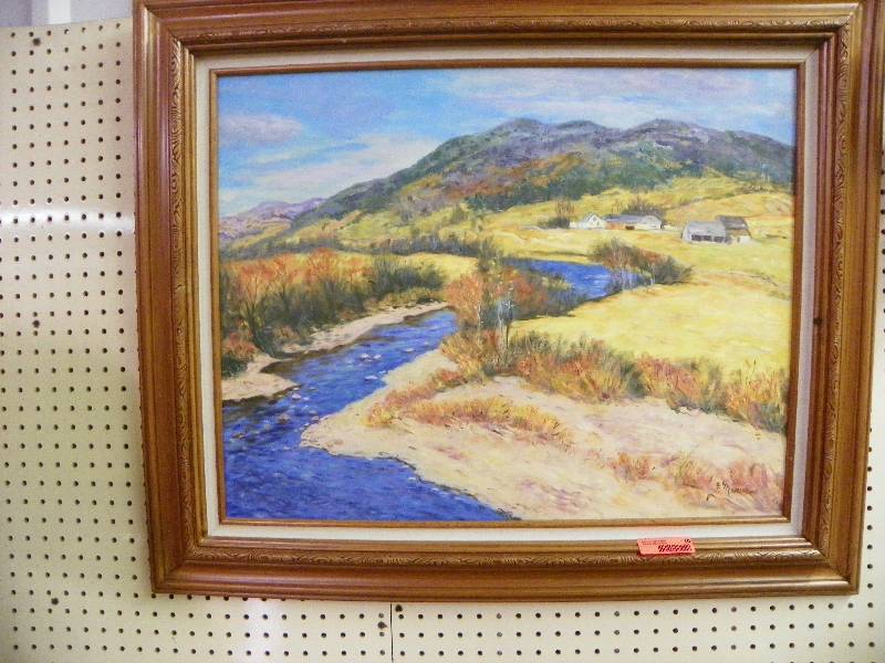 J. Marvin oil on canvas, nice frame, 25x31