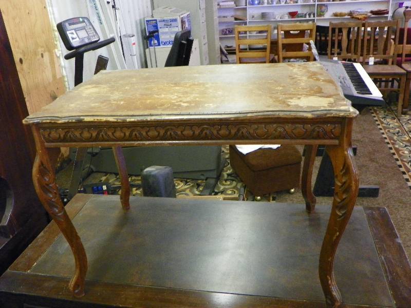 Wood end table, great carved details
