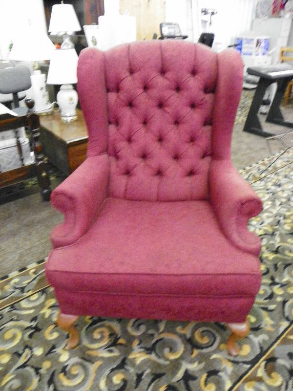 Burgundy wing back chair