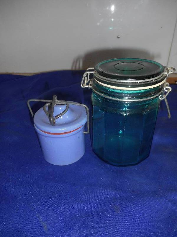 2 VINTAGE GLASS CANESTERS