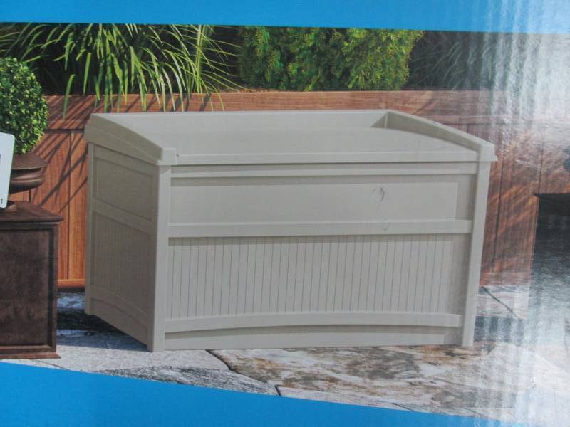 Suncast 50-Gallon Deck Box with Seat - Taupe