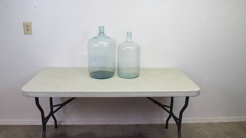 lot 35 image: 2 Large Vintage Glass JugsDemijohns