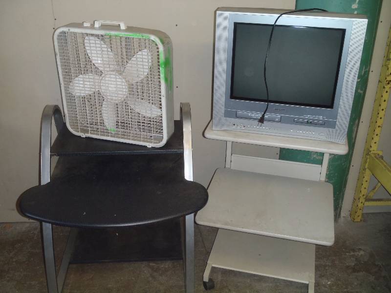 TV, Stand, Desk, Fan