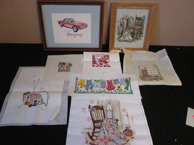 lot 159 image: Hand Sewn Cross-stitch Pictures