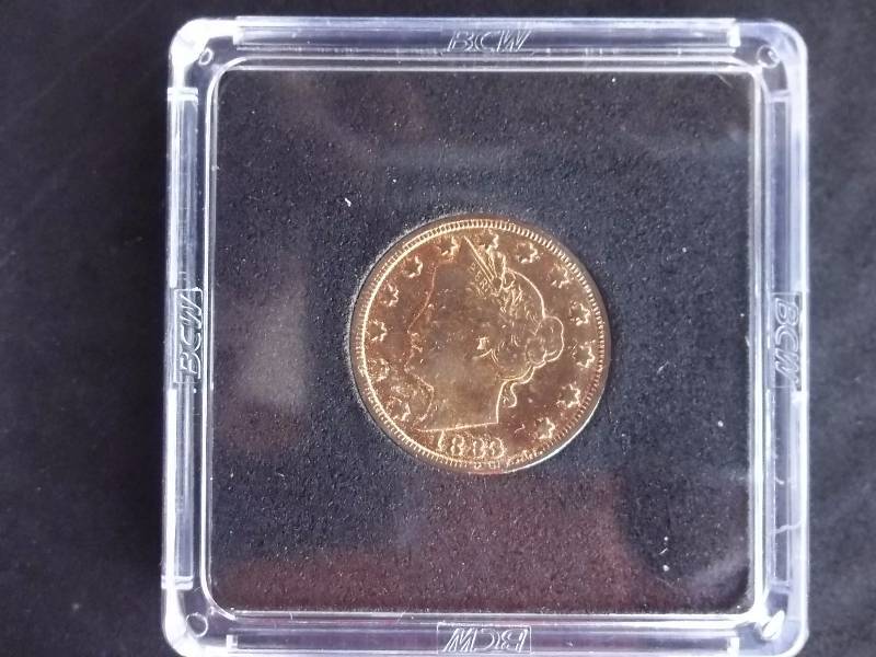 1883 Rare Gold Plated V-Nickel