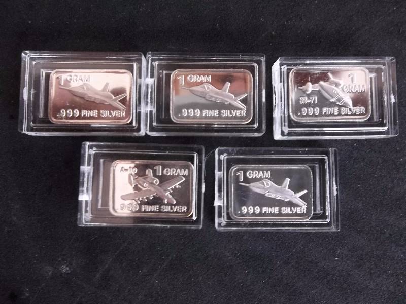 5-1 Gram Silver Bars .999 Fine
