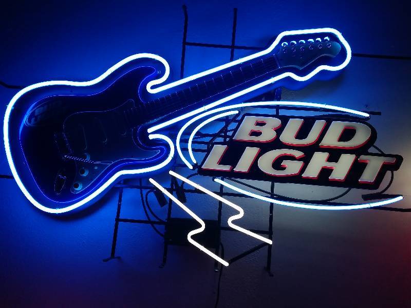 Bud Light Guitar Neon Sign | August Sin Auction - Beer, Alcohol and ...