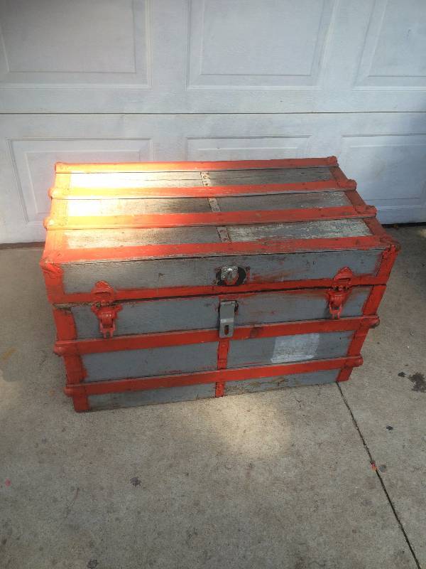 Wood Trunk with Contents