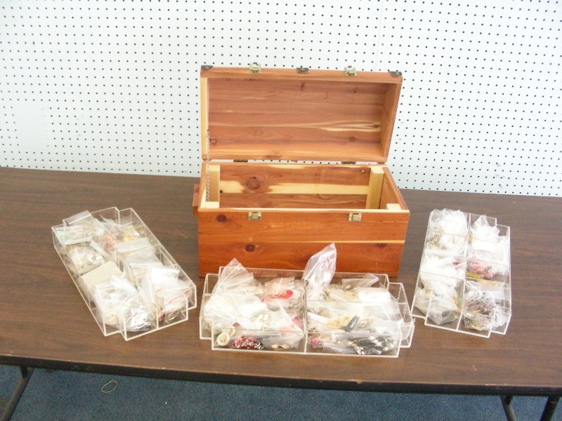 Lot of Sorted Vintage Costume Jewelry In VERY NICE Cedar Chest