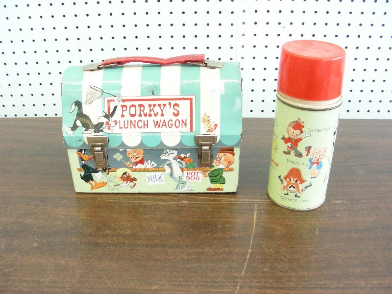 Vintage Porkys Lunch Wagon Lunchbox and Thermos