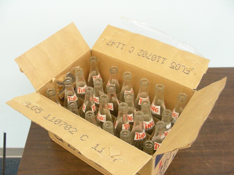 Complete Set of 24 Vintage Ting Soda Bottles