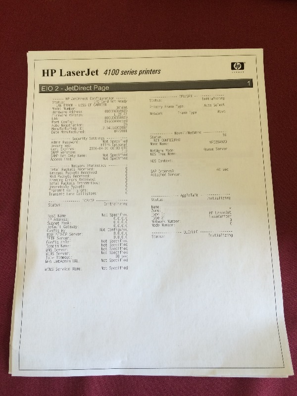 HP Laser Printer HP4100N    view all pictures for more details