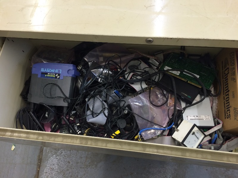 2 drawer Cabinet full of computer electronics - keep the cabinet too