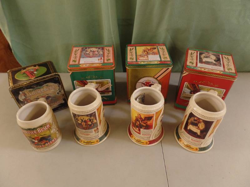 lot 280 image: Anheuser-Busch Steins with Tins