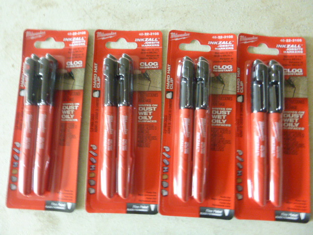 4 Packs of Milwaukee Inkzall Jobsite Markers