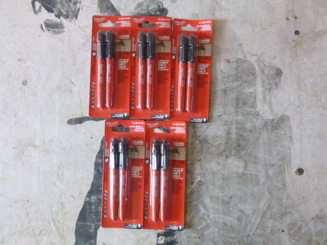 5 Packs of Milwaukee Inkzall Jobsite Markers