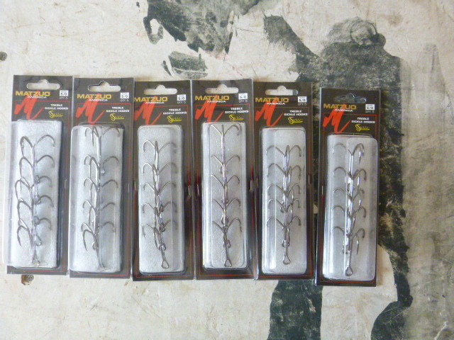 6 Packs of Matzuo Treble Sickle Hooks