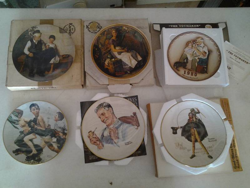 lot 71 image: 6-Norman Rockwell Collector Plates