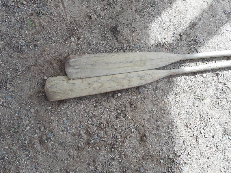 PAIR OF WOODEN BOAT OARS